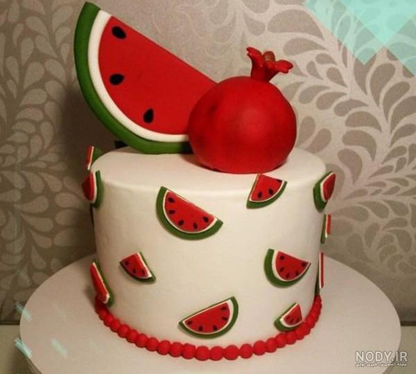 کیک شب چله 2023؛ مدل جدید تزیین کیک شب یلدا به شکل هندوانه و انار