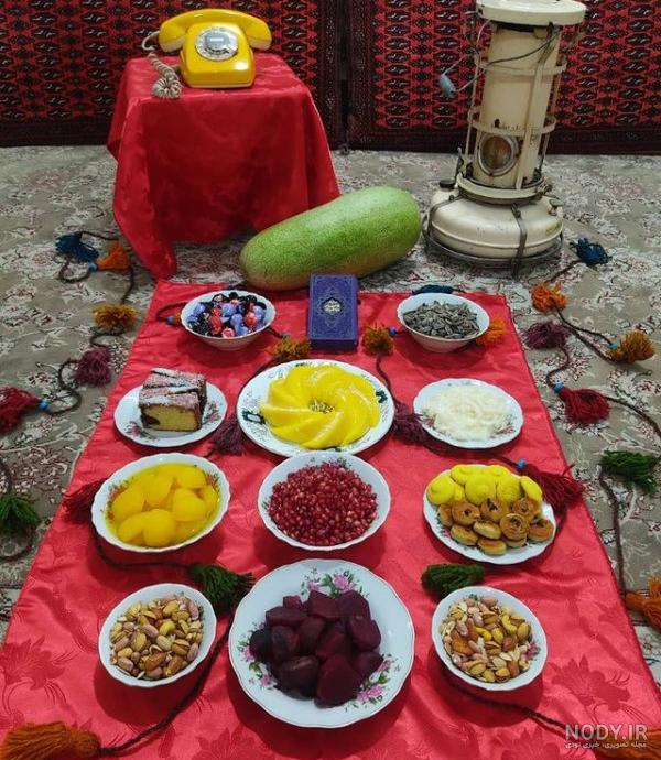 تزیین میز شب یلدا ساده و شیک + عکس سفره شب یلدا سنتی