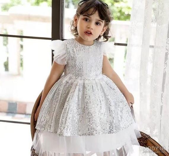 مدل لباس عروس بچه گانه پرنسسی کوتاه و پف دار و لمه شنی - السن