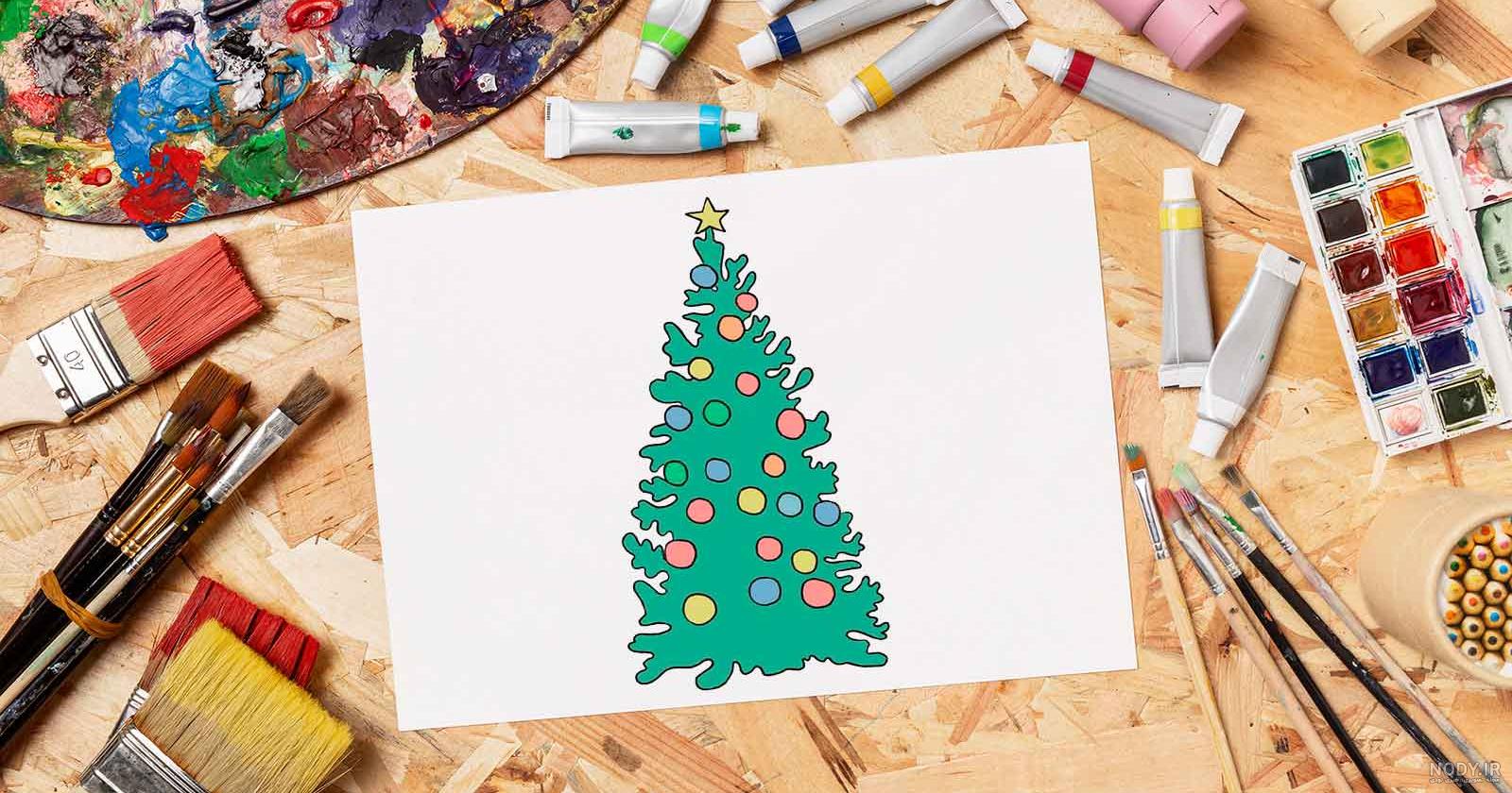نقاشی درخت کریسمس آسان