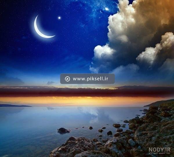 عکس از ماه و دریا