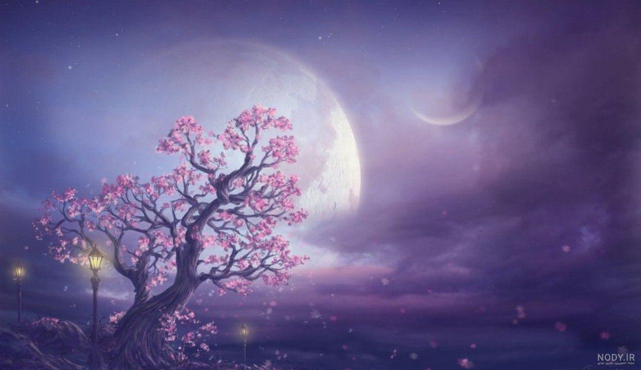 عکس با کیفیت از آسمان شب و نور مهتاب