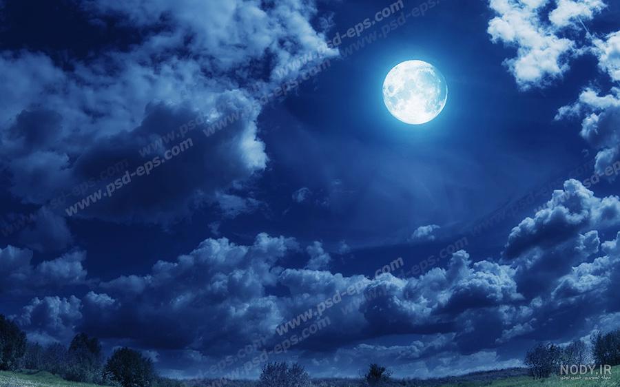 عکس زیبای ماه با منظره شب و ابر + اشعار زیبا با مضمون ماه و شب و ستاره