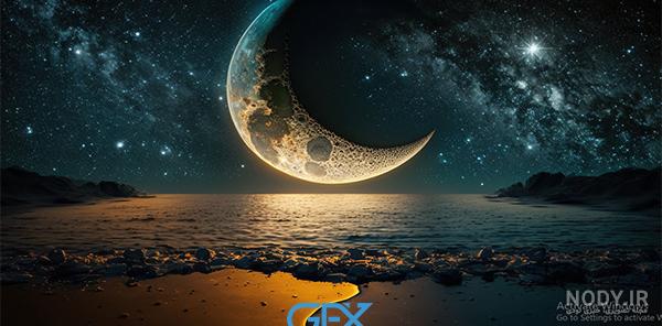 عکس ماه کامل در شب - عکس نودی