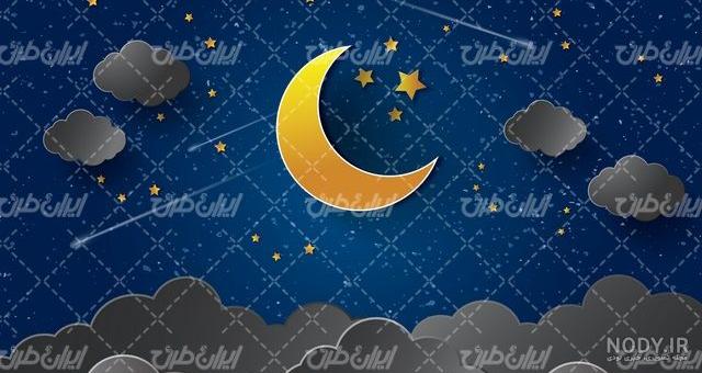 شب پر ستاره با هلال ماه روی دریا 1378346 شب پر ستاره با هلال ماه روی دریا 1378346