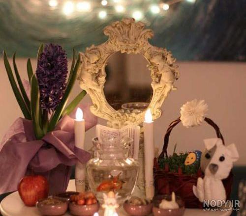هفت سین دایره ای ایستاده بزرگ طلایی با گل رز سفید - پرنس شو