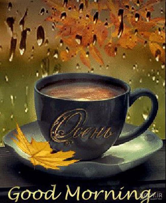 عکس فنجان چای در پاییز