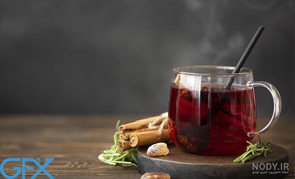 عکس فنجان چای در پاییز