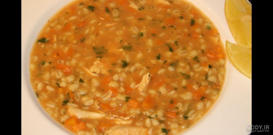 طرز تهیه سوپ جو پرک با مرغ برای مهمانی‌ها همراه عکس مرحله به مرحله - کتاب  کاله