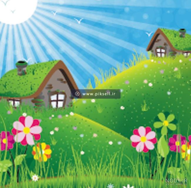 وکتور کارتونی مزرعه سرسبز روستایی بصورت لایه باز (Beautiful Natural Scenery And Sun Vector) وکتور کارتونی مزرعه سرسبز روستایی بصورت لایه باز (Beautiful Natural Scenery And Sun Vector)