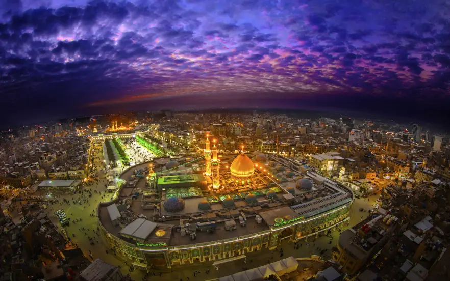 تصاویر هوایی از حرم مطهر امام حسین و حضرت ابوالفضل عباس (علیهما السلام)