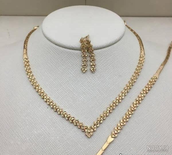 مدل سرویس طلا جدید بدون نگین + مدل سرویس طلا ظریف عروس