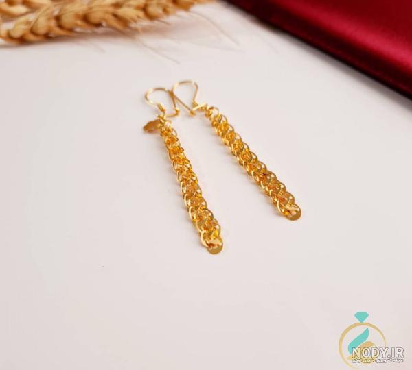 گوشواره حلقه ای طلا با آویز پولکی - زرگرگالری