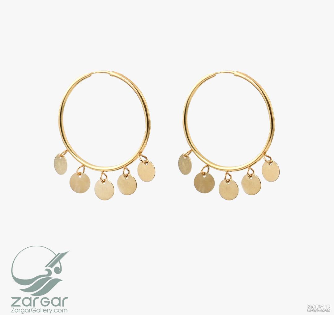 گوشواره طلا طرح چشم نظر با پولکی کد CE369 | 10 گلد گالری