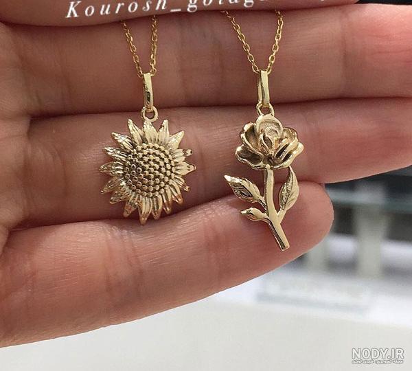 مدل پلاک طلا دخترانه + طرح قلب و گل برای پلاک طلا دخترانه