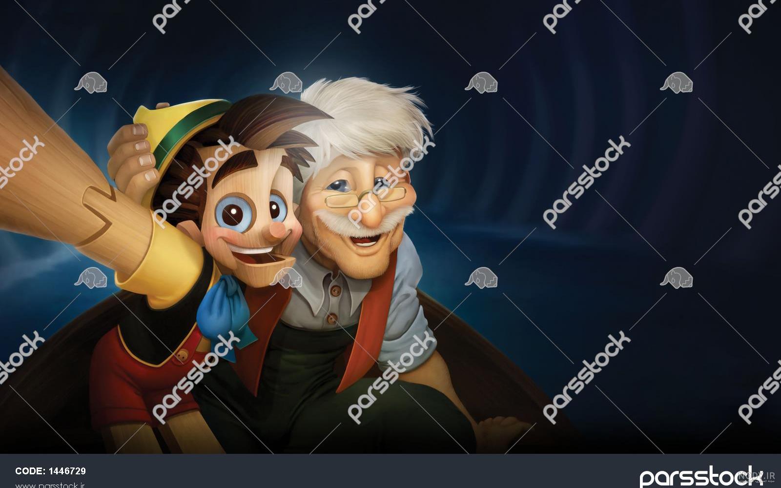 عکس کارتونی پینوکیو و پدر ژپتو