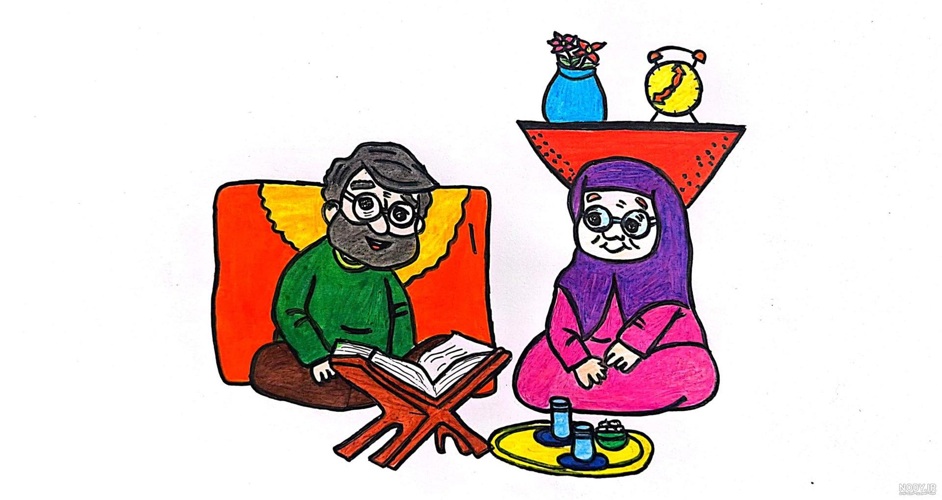 نقاشی مادربزرگ آسان برای کودکان
