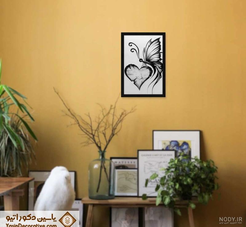 پوستر دیواری طرح سیاه سفید چهره زن و پروانه کد PT7474