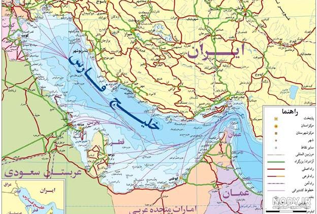 نقشه خلیج فارس و دریای عمان