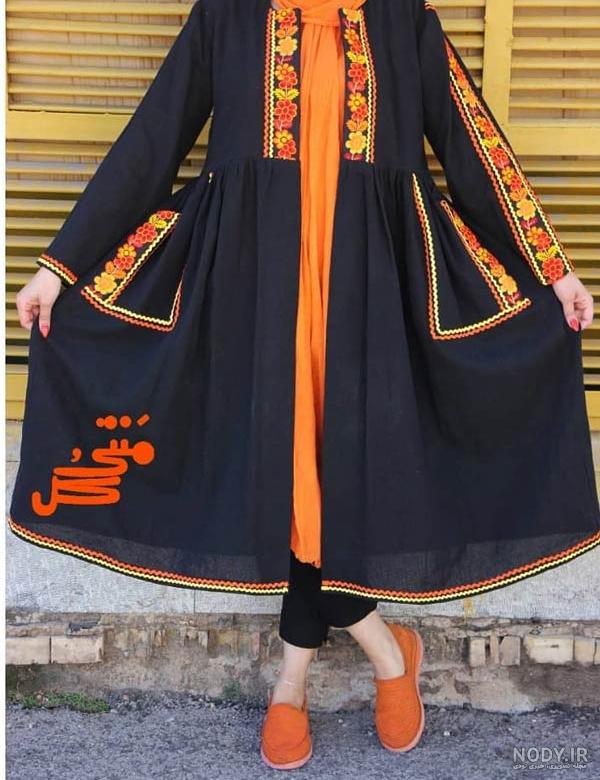 سوگان | مانتو ابر و بادی جلو بسته سنتی -3094