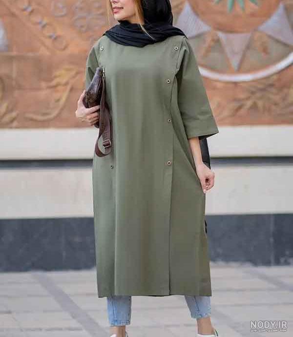 عکس مانتو بلند جلو بسته دکمه دار عکس مانتو بلند جلو بسته دکمه دار