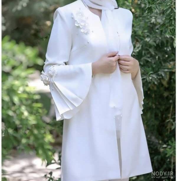 عکس مانتو سفید اسپرت دخترانه - عکس نودی