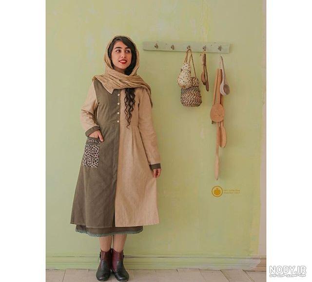 مانتو دامن کلوش کرپ گلدار با ماسک یک ست سه تکه | Tanpoosh Solina | تنپوش  سولینا
