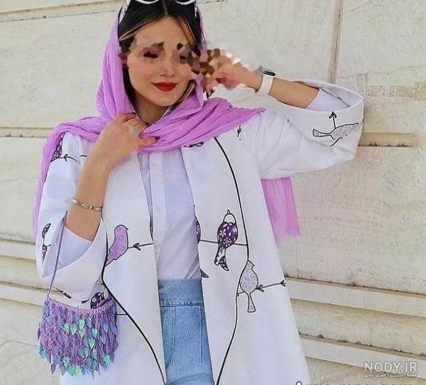 مانتو عروسکی طرح دار سفید زیبا کد 417 - مانتونو