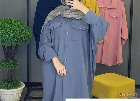 مدل لباس جلو بسته با پارچه ابروبادی