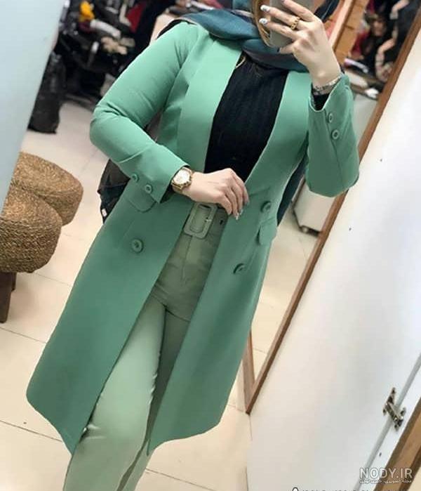 مدل مانتو اسپرت سبز یشمی - عکس نودی