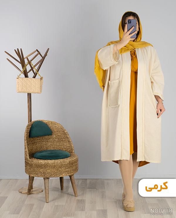 مدل مانتو با پارچه لنین راه راه - زیباتن