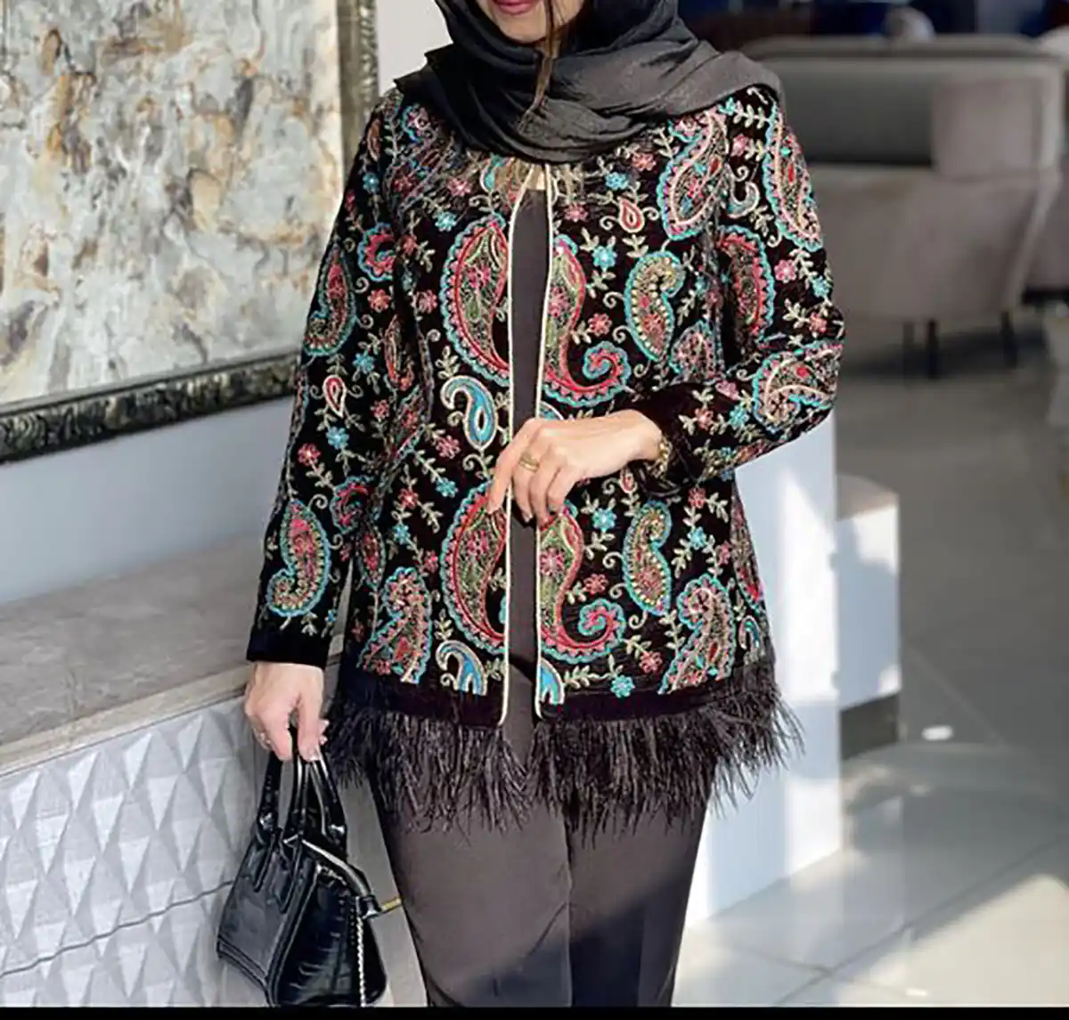 مدل مانتو بلند طرح سنتی - عکس نودی