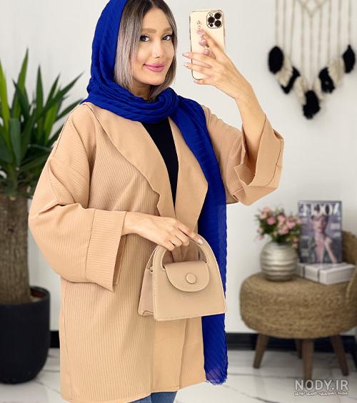 مدل مانتو جدید جلو باز حریر - عکس نودی