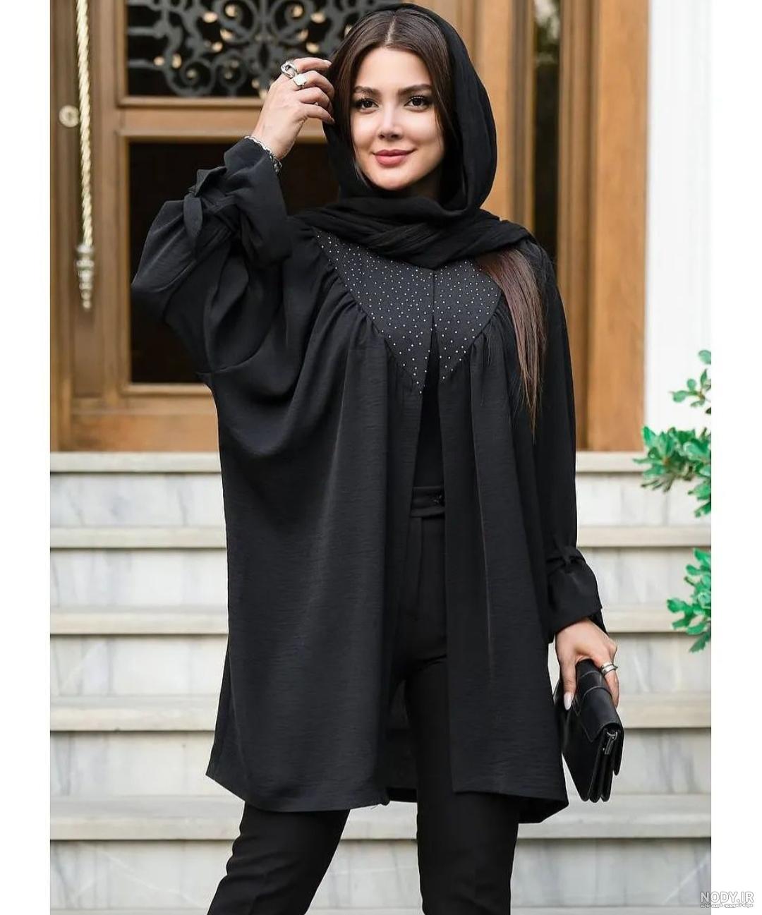 مدل مانتو مشکی زنانه محرمی + مانتو مشکی جدید اینستا