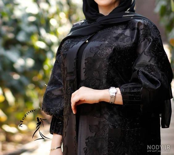 مدل مانتو مجلسی بلند مشکی و جلو باز + مانتو مجلسی کوتاه