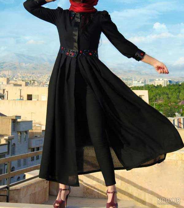 63 مدل مانتو بلند مشکی مجلسی | مانتو مجلسی شیک زنانه | تیپزا ✓