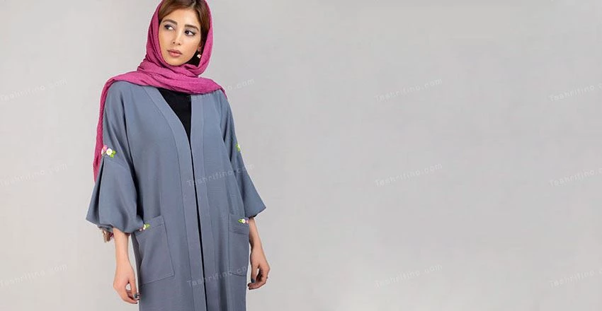 مانتو بلند پشت دکمه ابروبادی سایزبزرگ فروشگاه لباس سایز بزرگ زنانه آفتاب