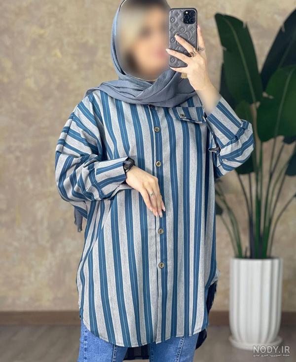 مدل لباس راه راه شیک و بلند + مدل تونیک و مانتو با پارچه راه راه