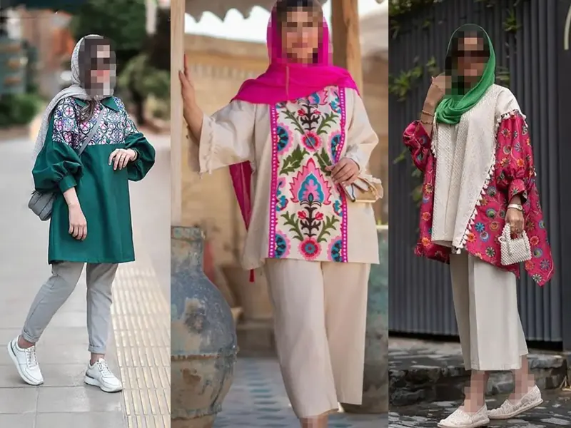 مدل مانتو بلند با پارچه لنین طرح دار
