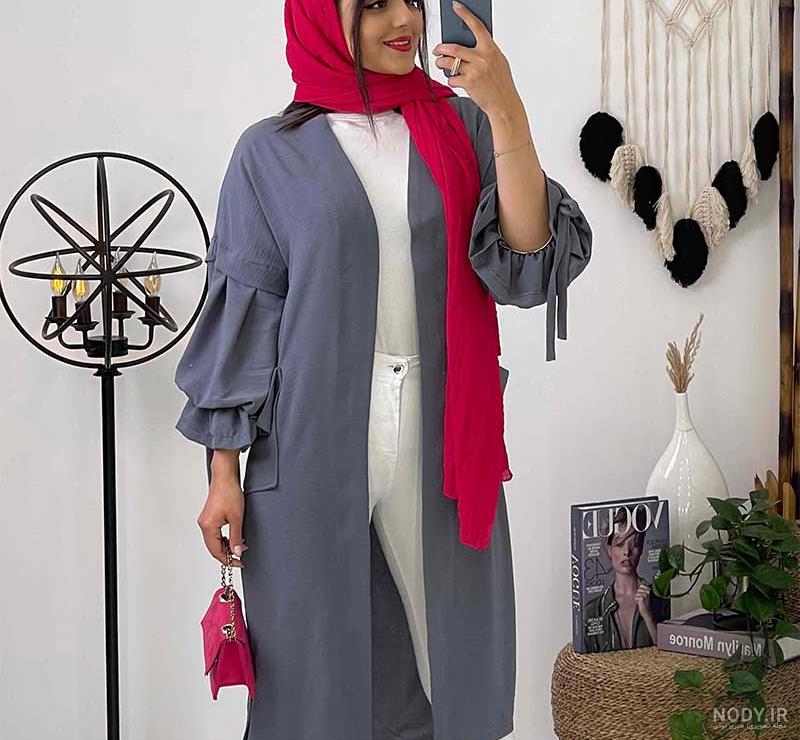 مدل مانتو بلند دکمه دار شیک