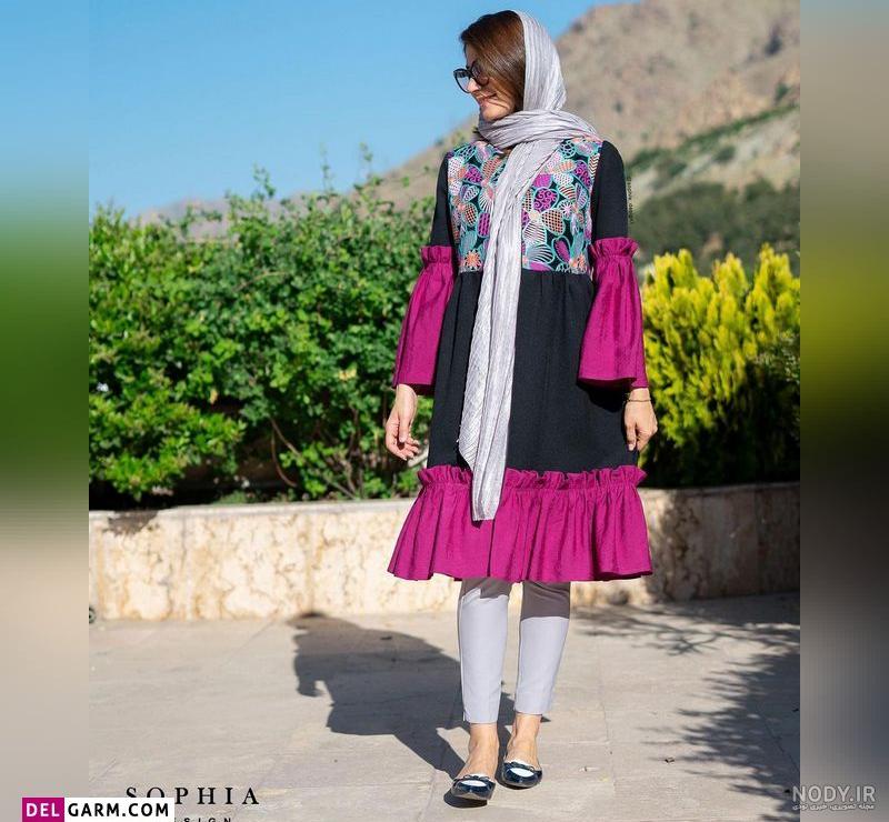 مدل مانتو جدید بلند دو رنگ - عکس نودی مدل مانتو جدید بلند دو رنگ - عکس نودی