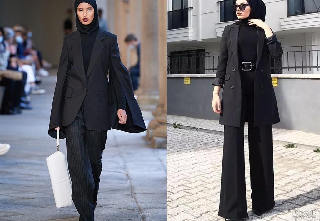 مدل مانتو زنانه مشکی + جدیدترین مانتوهای زنانه مشکی رنگ تولیدی پاییز امسال  - چلوگوشت