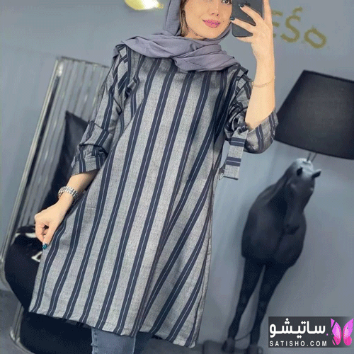 مدل مانتو لنین جدید طرح دار – دارکوب پوش