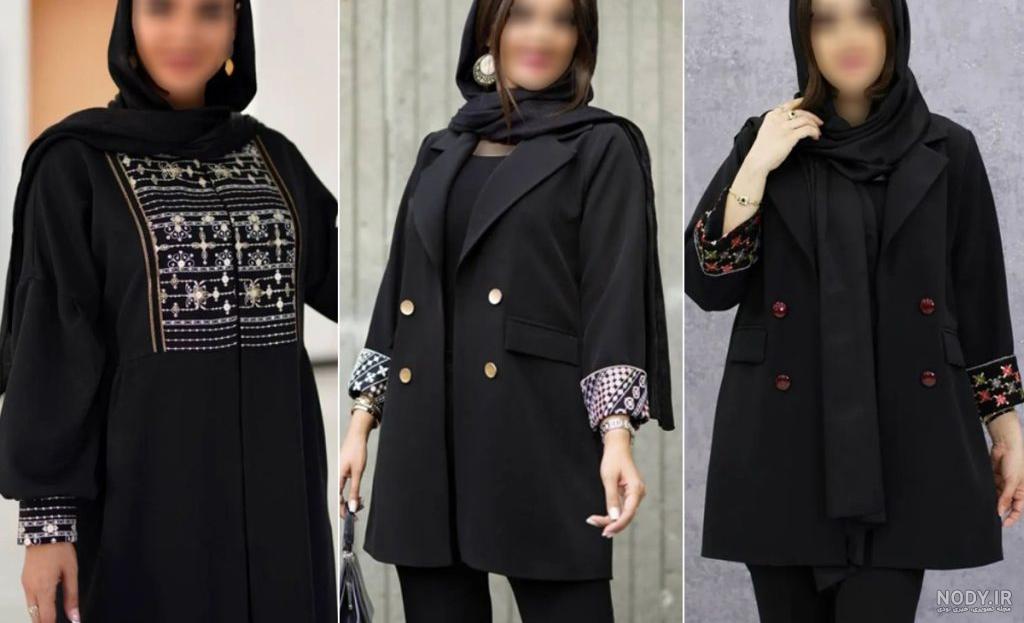 مدل مانتو مجلسی بلند مشکی کرپ زنانه بسیار شیک برای مناسبت های خاص - پرشین  سرا