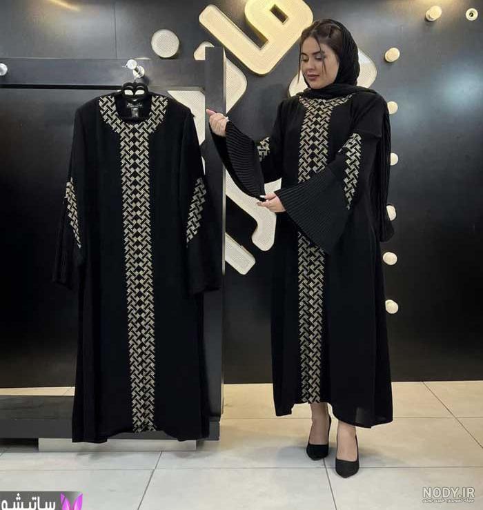 مدل مانتو کرپ مشکی بلند مجلسی