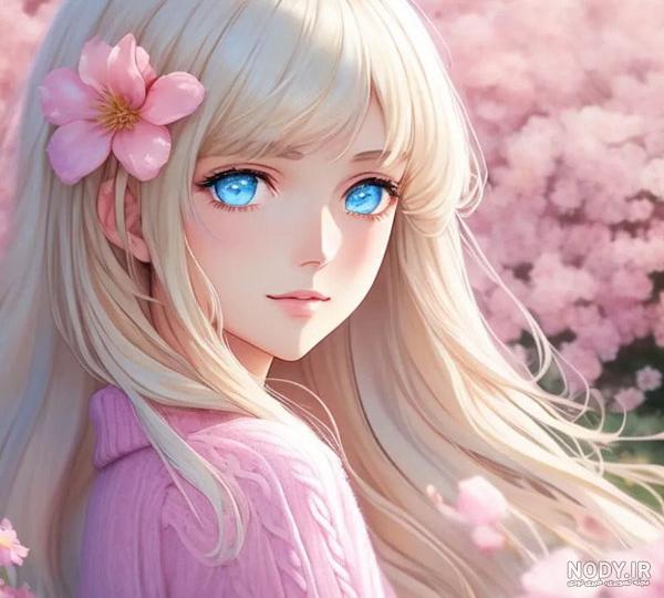 عکس انیمه دخترانه صورتی