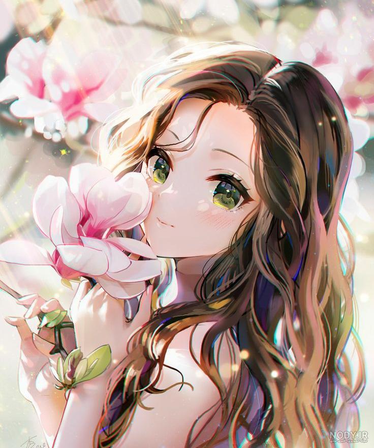 عکس انیمه دخترانه صورتی