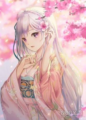 عکس انیمه دخترانه صورتی