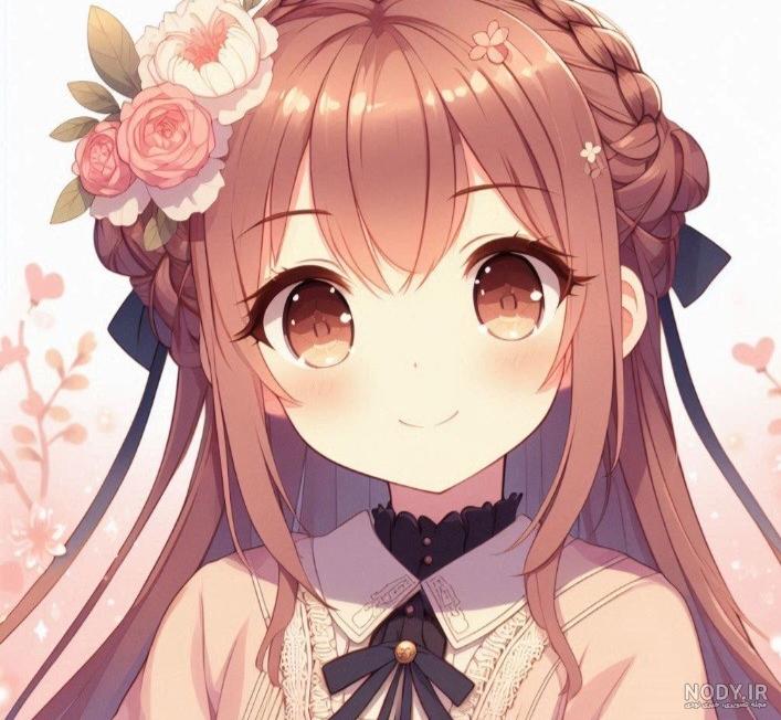 عکس انیمه دخترانه صورتی