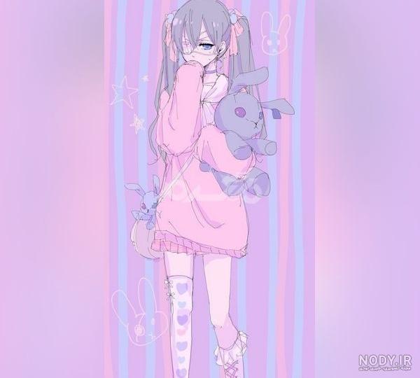 عکس انیمه دخترانه صورتی